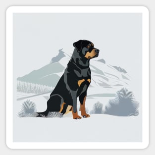 Embrace the Winter with the Rottweiler Mountain Design Sticker